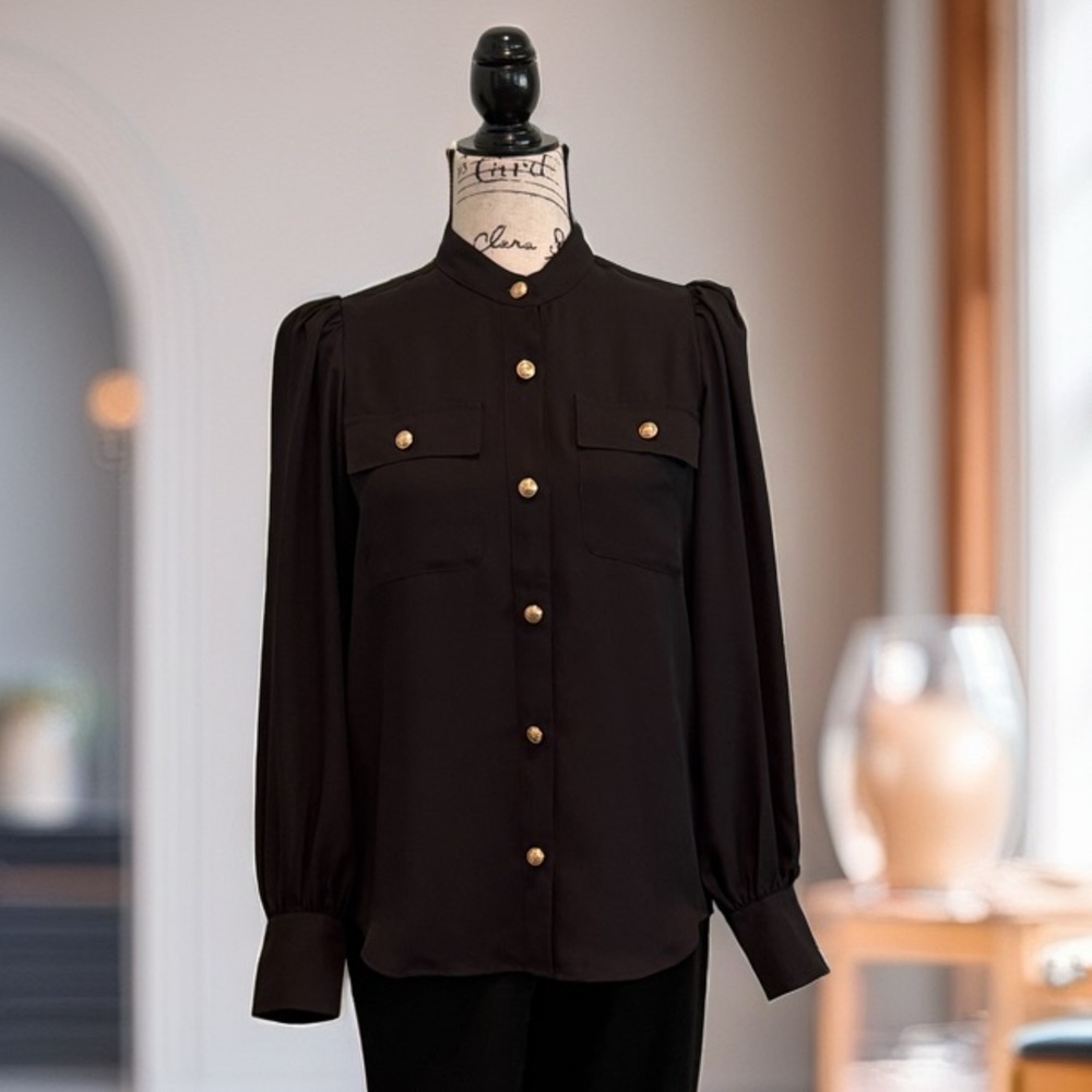 ⚡️New! Size Small, Express Black Blouse with Beautiful Gold Accents⚡️